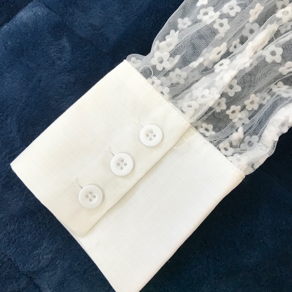 Long sleeve sheer tulle crop top NWOT - Picture 7 of 12